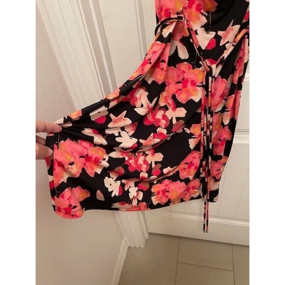 Dana Buchman Black Tie With Pink‎ Floral Dress OX Polyester & Spandex - Picture 8 of 13